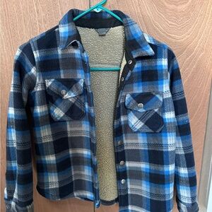 Eddie Bauer Blue and Black Plaid Kids Jacket